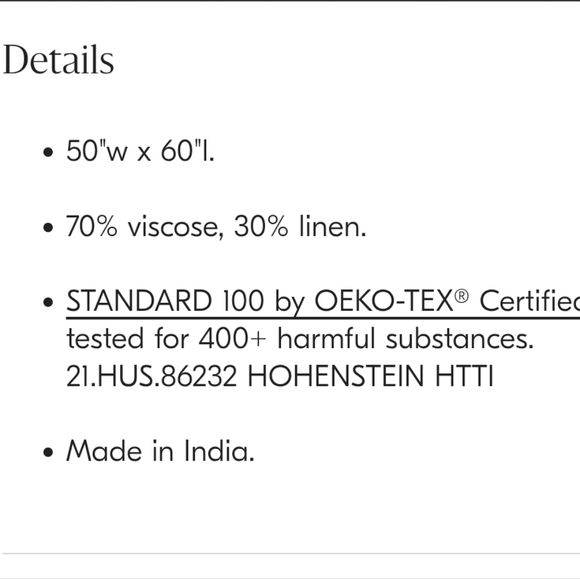 ❤️BUY 2 GET 1 FREE  West Elm Luxurious Tan Bedding Viscose Linen Throw, Natural - Picture 7 of 14